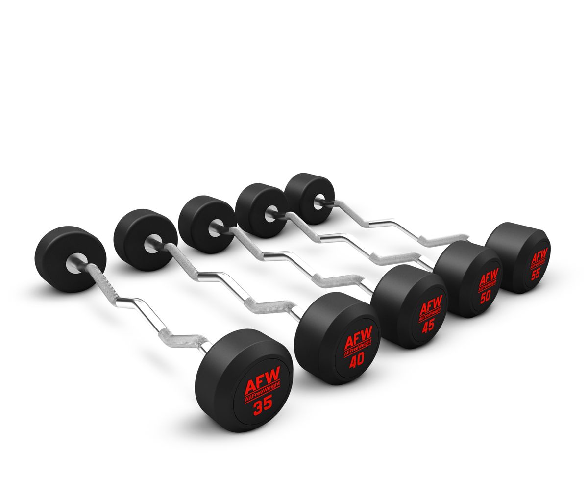 438805-225 - AFW Kit 5 barras Z biceps 35 kg a 55 kg goma R plus-full